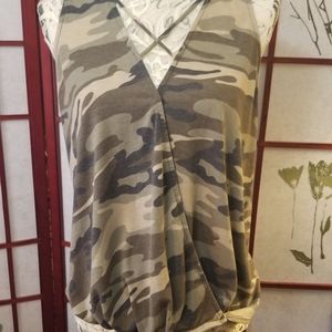Blue Rain Camo Blouse Tank Halter Top